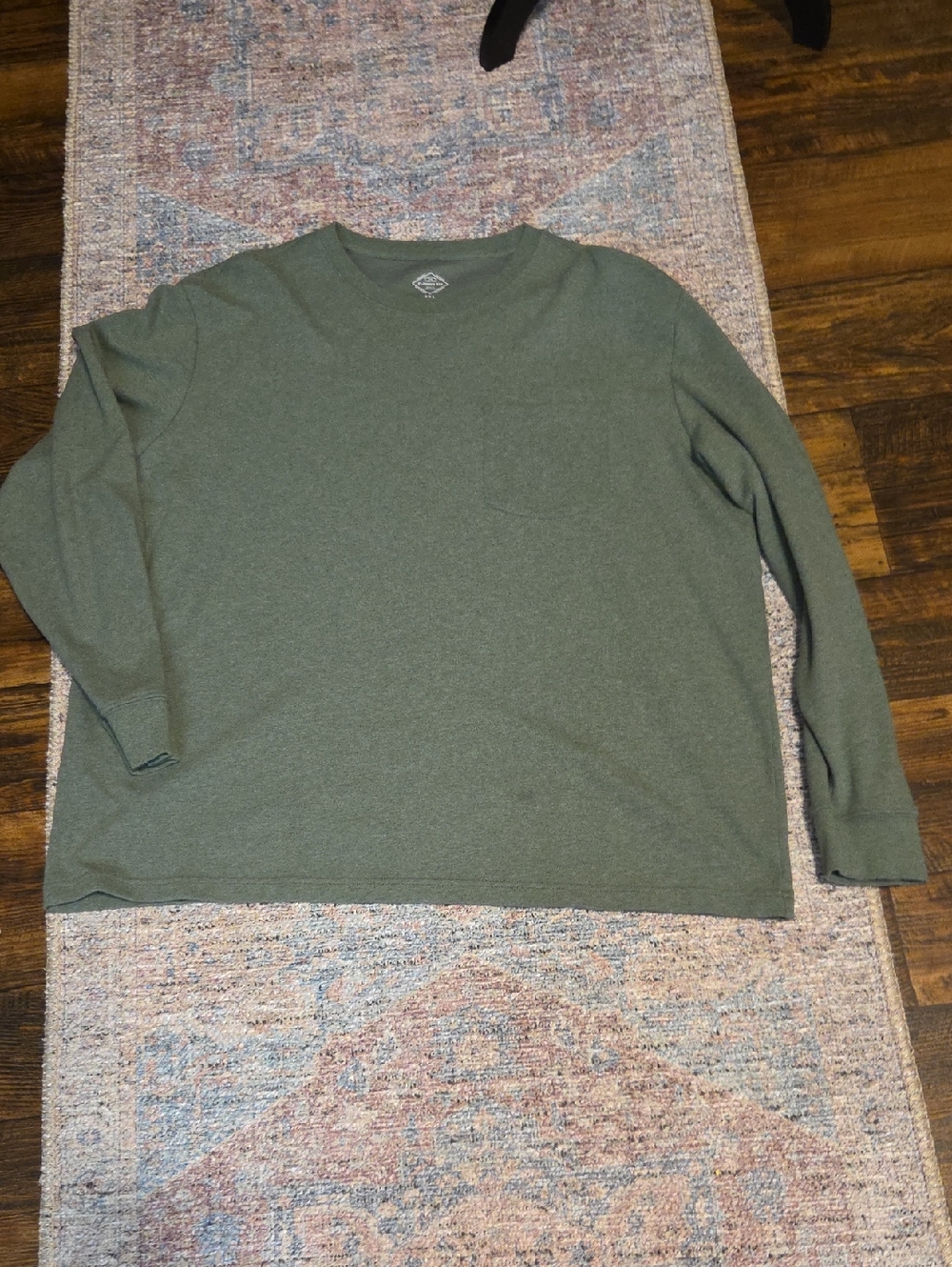 St. John's Bay Olive Green Long-Sleeve Crewneck Pocket Shirt